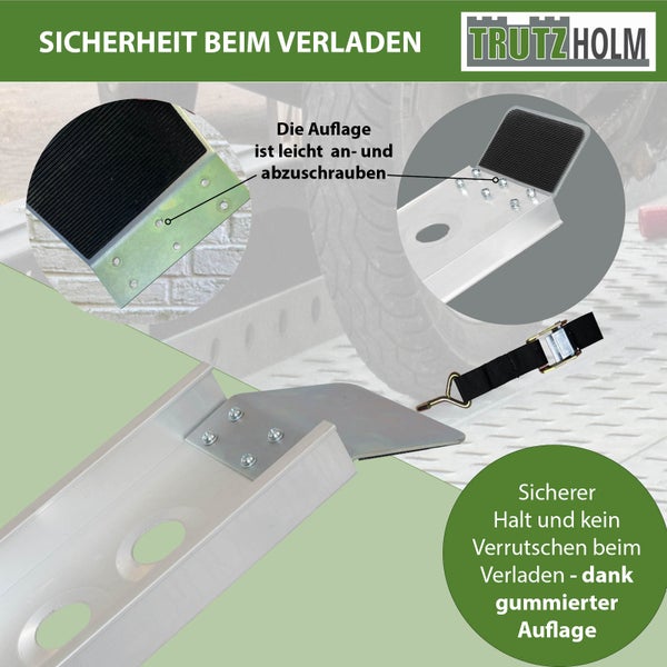 TRUTZHOLM 1 x Alu Auffahrschiene 194 cm Traglast 200 kg starr grau Auffahrrampe Fahrradrampe E-Bike
