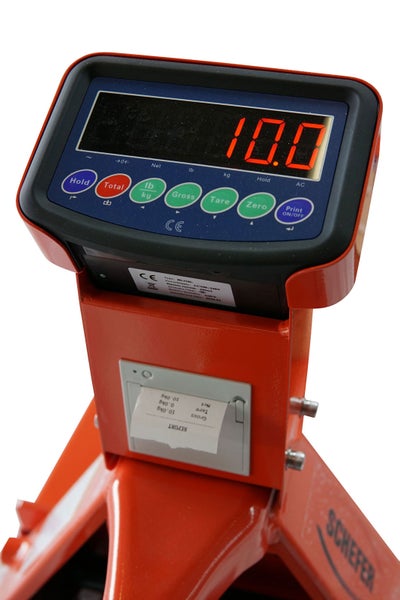 Schefer Waage mit digitaler Anzeige und ausgedrucktem Wiegeprotokoll