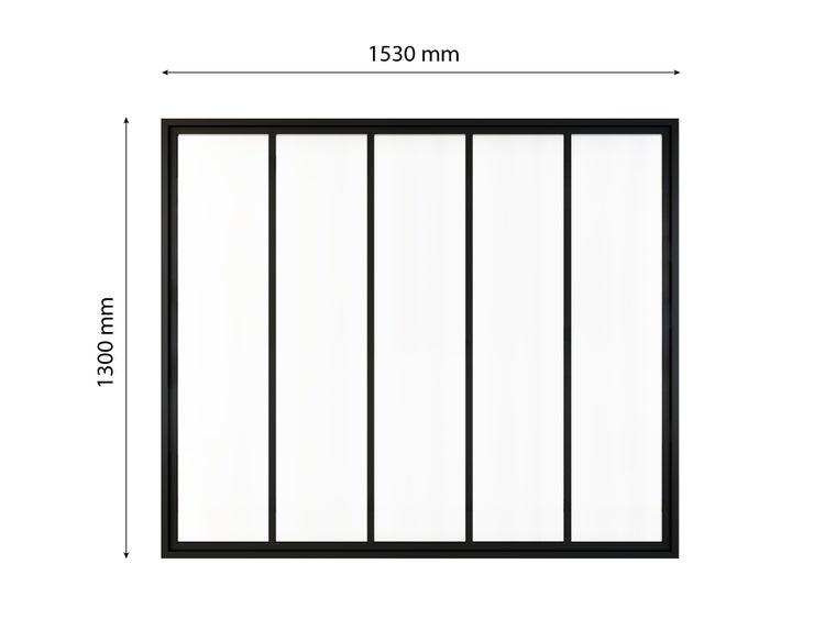 Innenfenster Glaswand Industriestil 1530x1300mm  klar schwarz