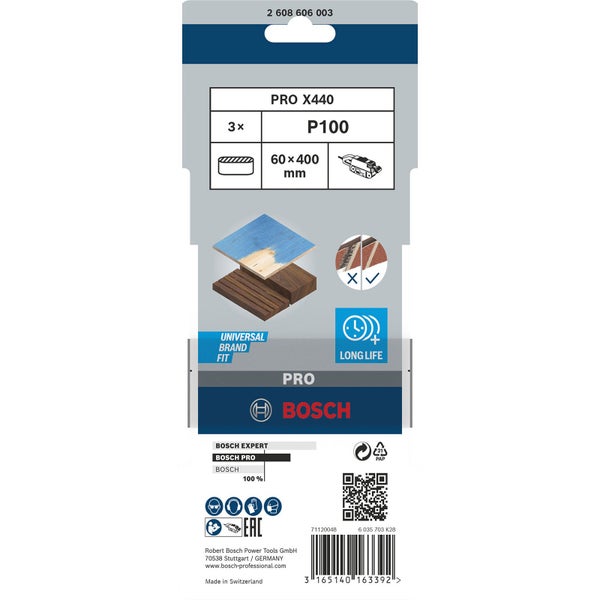 Bosch Pro X440 Schleifband, 60 x 400 Millimeter, Dreierpack