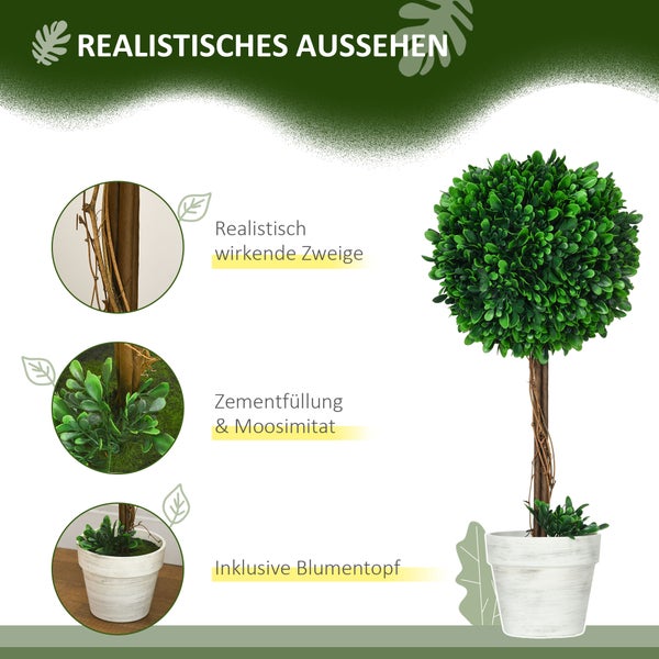 HOMCOM, Künstliche Pflanzen, Zimmerpflanze, Ø28 x 60H cm, PE, Grün