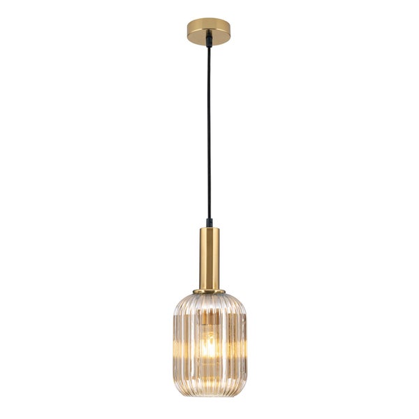 Hängeleuchte Carneva Bronze mit amber Glas