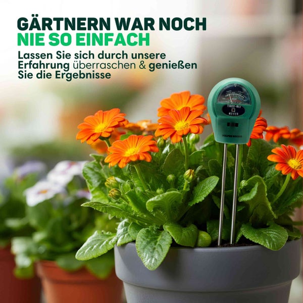 Vulpes Goods Boden Feuchtigkeitsmessgerät - Für Pflanzen - Feuchtigkeitsmesser für die Gartenarbeit - Blumen - Pflanzen