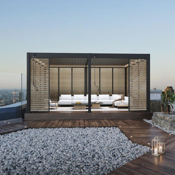 Weide Holzoptik Lamellenwand für Weide Pergola 0,93m in Anthrazit aus Aluminium