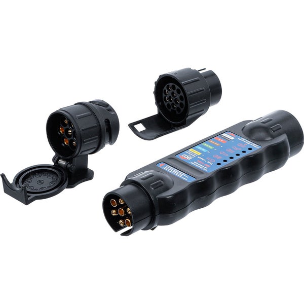 Anhängerprüfgerät mit 7-poligem und 13-poligem Stecker