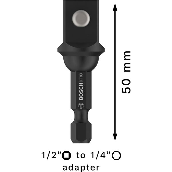 Bosch Pro Adapter, 1/2 Zoll auf 1/4 Zoll, circa 50 Millimeter