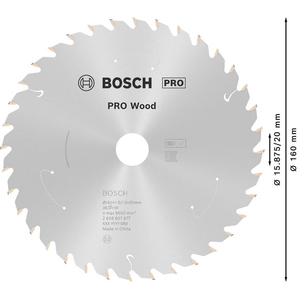Bosch PRO Wood cordless Blatt für Kreissägen 160 x 1,5 x 20 mm - 2608837677