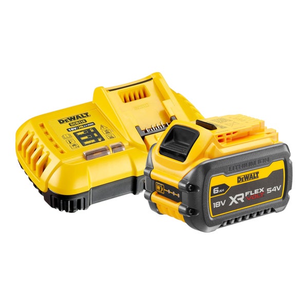DeWALT XR FLEXVOLT Akku 18 Volt oder 54 Volt 6 Amperestunden und Schnellladegerät DCB118.