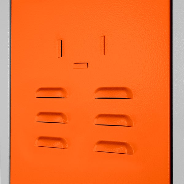 PROREGAL Garderobenschrank Ermine mit 3 Türen | HxBxT 178x89x50cm | Lichtgrau/Orange | Spind, Aufbewahrungsspind, Arbeitsschrank