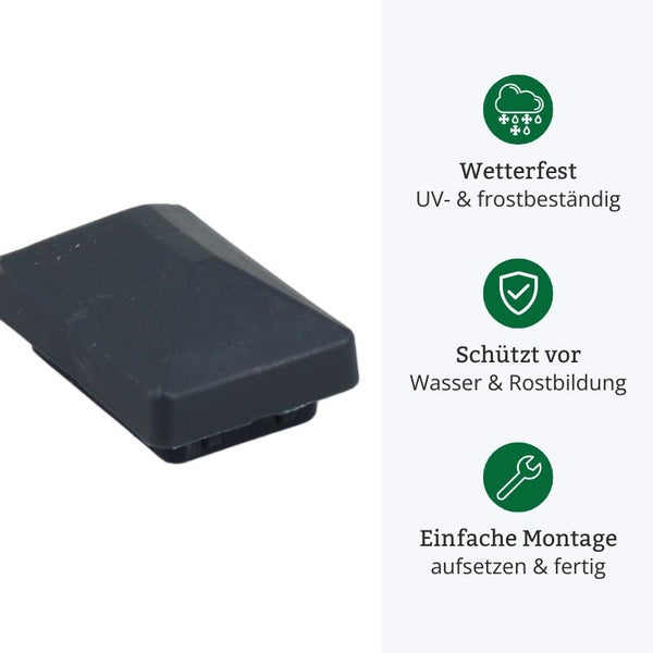 Abdeckung mit Eigenschaften: wetterfest, UV-beständig, frostbeständig, schützt vor Wasser und Rostbildung, einfache Montage