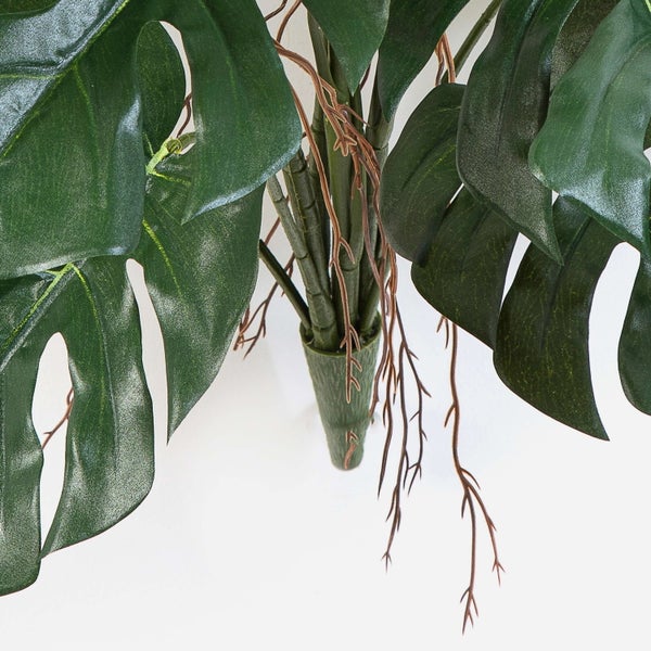Kunst Philodendron Sancho, Steckstab, Wurzeln, 60cm - Künstliche Monstera Deliciosa