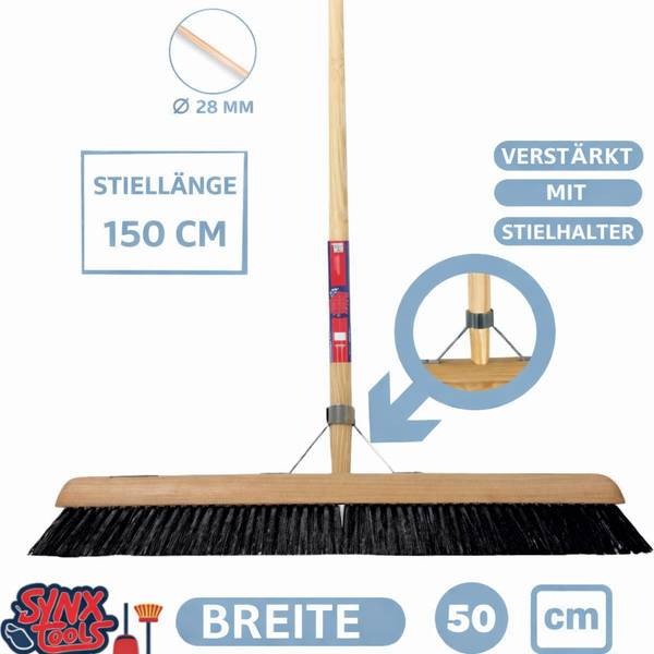 Kehrbesen mit Holzstiel, Stiellänge 150 cm, Breite 50 cm