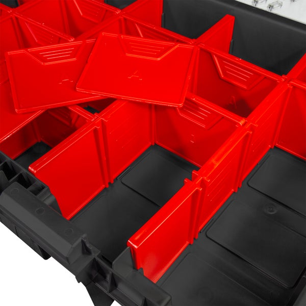 PROREGAL Sortierkasten 20 Fächer | HxBxT 11x39x60cm | Schwarz/Rot