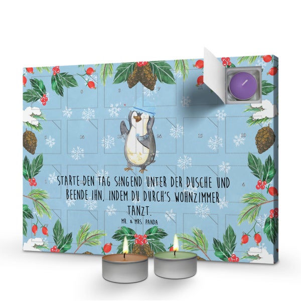 Mr. & Mrs. Panda Duftkerzen Adventskalender Pinguin Duschen - Blau Pastell