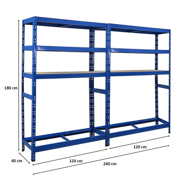 PROREGAL Mega Deal 2x Reifenregal Tiger HxBxT 180 x 120 x 40 cm bis zu 6 Reifen auf 1 Ebene mit 3 Fachboden Blau