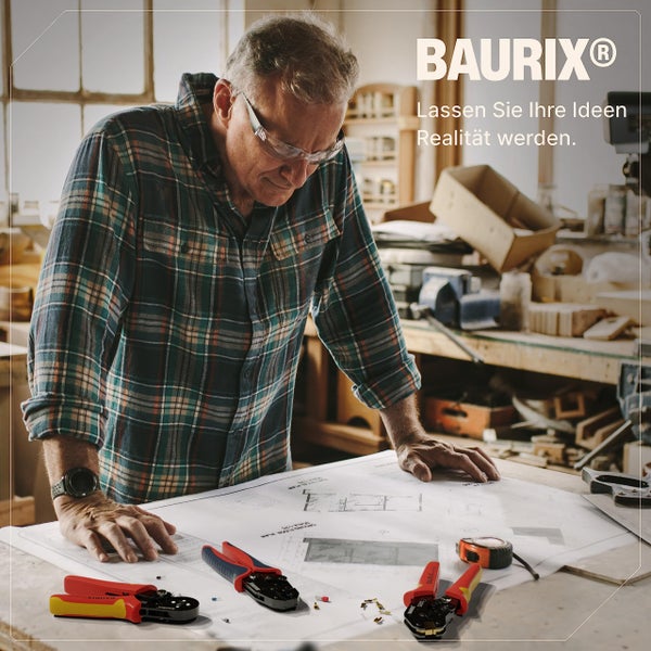 BAURIX® Crimpzange I Krimpzange für 0,50-2,50 mm² Steckverbinder I Crimpzange einzeln I Crimp Zange I Flachsteckhülsenzange I Crimpwerkzeug