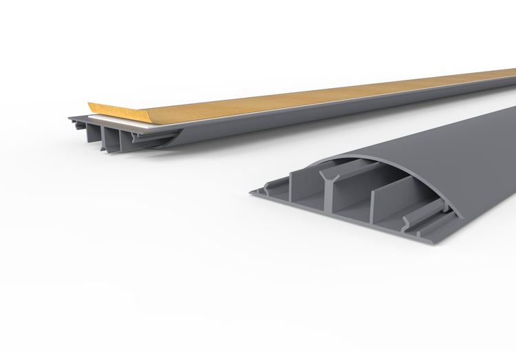 CILSON WDK9020SG Art.-Nr. 6700410 Kabelkanal 90 x 20 mm x 2.000 mm - Trittfest, selbstklebend mit Bodenbelochung, grau RAL 7035