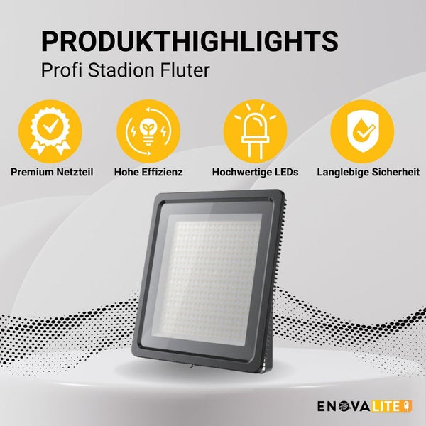 Profi Stadion Fluter Produkt-Highlights: Premium Netzteil, Hohe Effizienz, hochwertige LEDs, lange Haltbarkeit