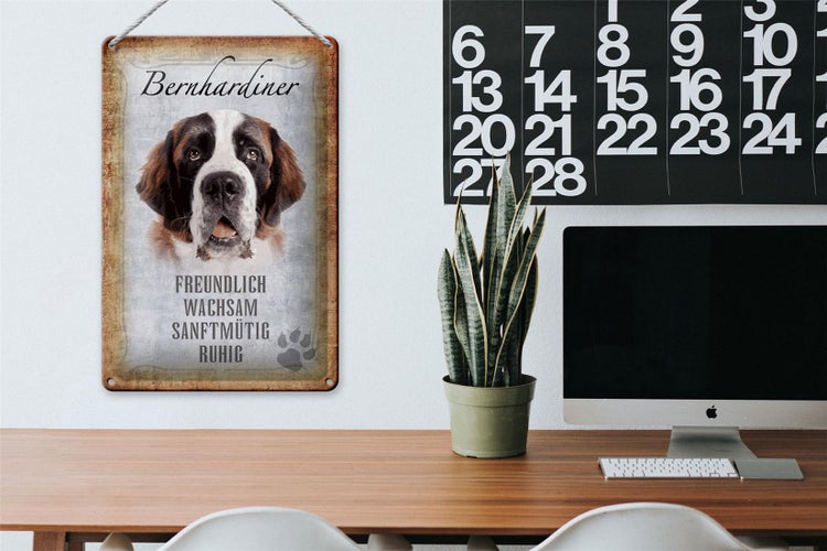 Blechschild Spruch 20x30cm Bernhardiner Hund Schild