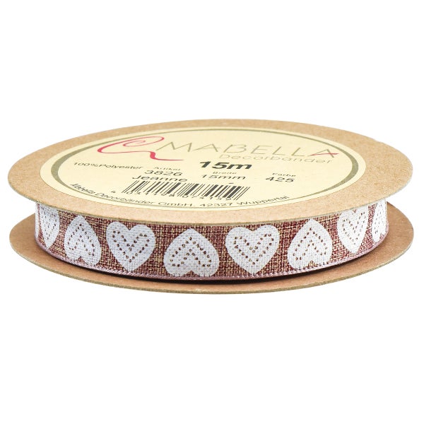 Schmuckband aus Polyester mit Herzmuster auf einer Spule
