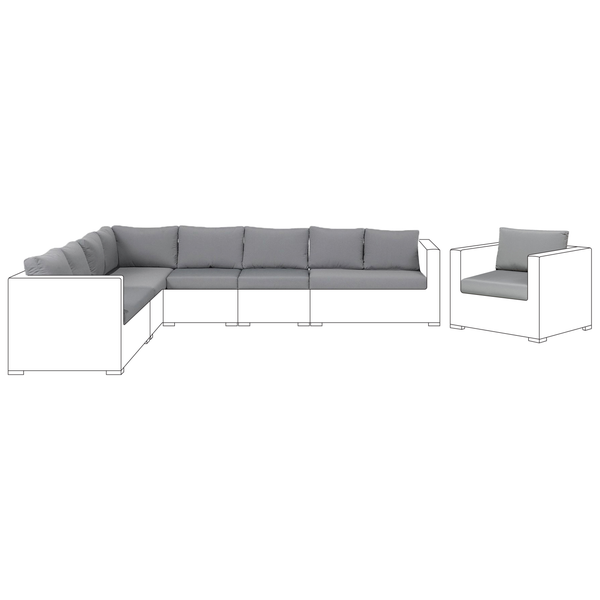 Gartenlounge-Set mit Ecksofa und Sessel