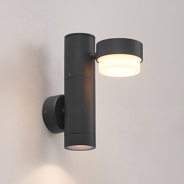 Lucande Wandleuchte außen Marvella (spritzwassergeschützt (Modern) in Schwarz aus Aluminium (2 flammig, GX53) - Außenwandleuchten Wandlampe Led Außenlampe Outdoor für Außenwand/Hauswand