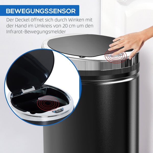 Mülleimer mit Bewegungssensor und Infrarotsensor zur automatischen Deckelöffnung durch Handbewegung