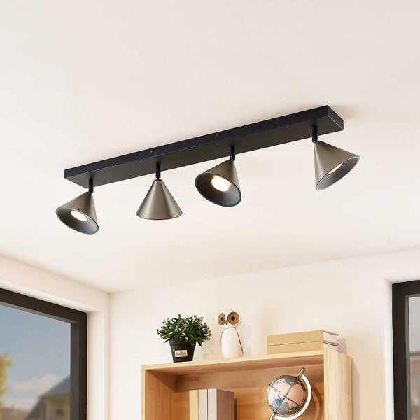Lucande Deckenlampe Kartio (Design, Modern) in Schwarz aus Metall (4 flammig GU10) - Design Deckenleuchte Lampe Wohnzimmerleuchte