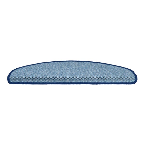 FLOORDIREKT Stufenmatte Kalkutta - Sisaloptik - Schlingenpol - Selbstklebend - Blau - Halbrund - 23,5 x 65 cm