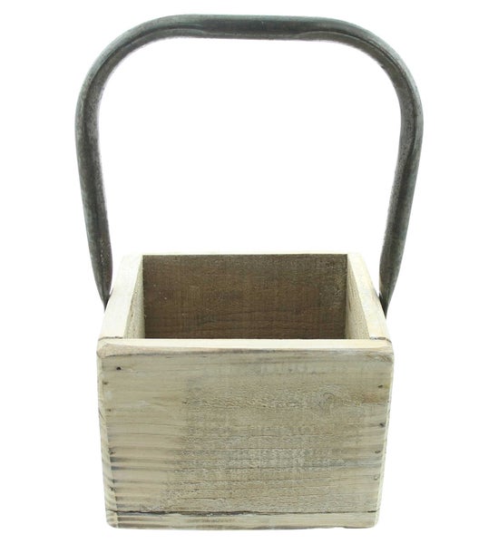 FRANK FLECHTWAREN | Kiste Metallbügel, HOLZ, METALL, 15 x 15 x 25 cm