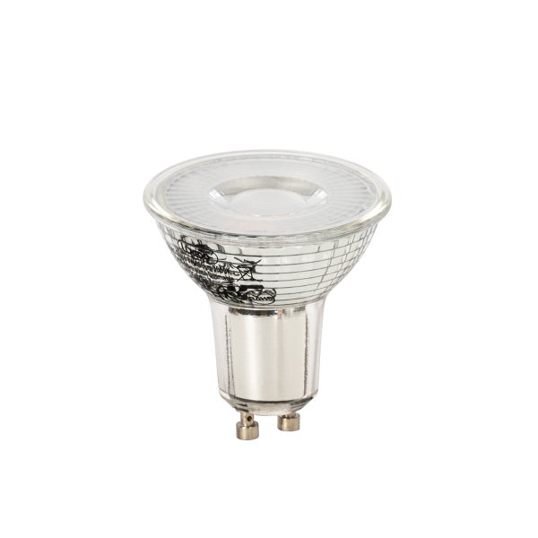Dimmbares LED-Leuchtmittel mit GU10-Sockel in Reflektorform PAR16 aus Glas.
