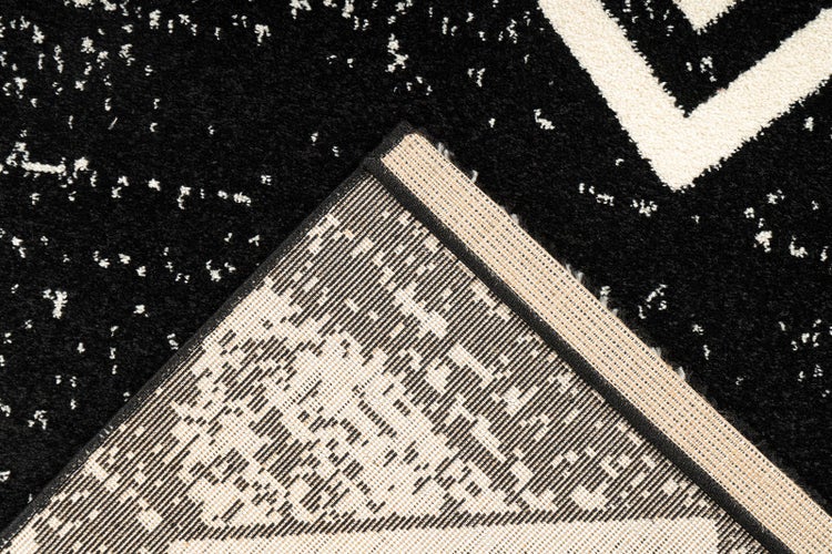 Kurzflor Teppich Nayeli Schwarz Ethno-Design 80 x 150 cm