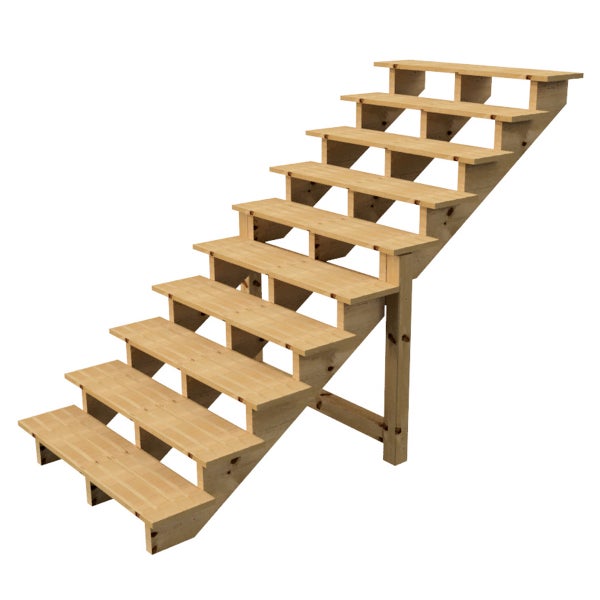 Holztreppe mit acht Stufen für den Außenbereich