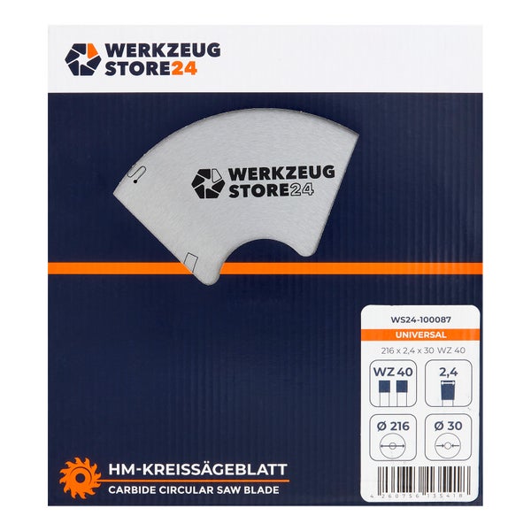 WS24 HM Kreissägeblatt UNIVERSAL 216 x 2,4 x 30 FZ 40 - WS24-100087