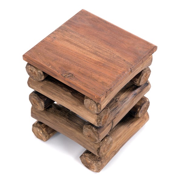 Hocker BLOCK 38 Teak Recyclingholz massiv 01 natur-vintage