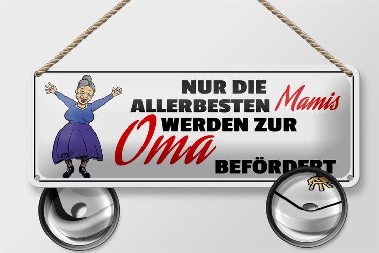 Blechschild Spruch 27x10cm zur Oma befördert Dekoration