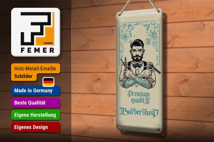 Blechschild Spruch Barbershop Premium quality 10x27cm Dekoration