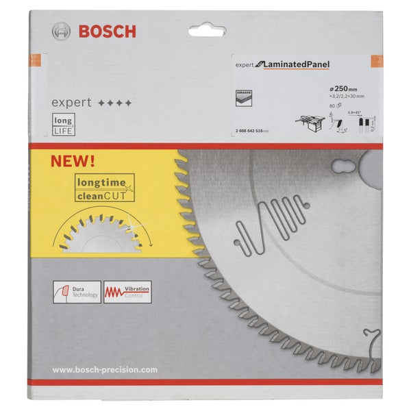 Bosch Kreissägeblatt Expert for Laminated Panel für Paneelkreis- und Tischsägen 250 x 30 x 3,2 mm 80 - 2608642516