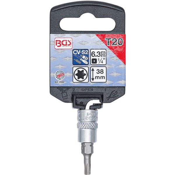 BGS Bit-Einsatz Antrieb Innenvierkant 6,3 mm (1/4) T-Profil (für Torx) T20 - 2592