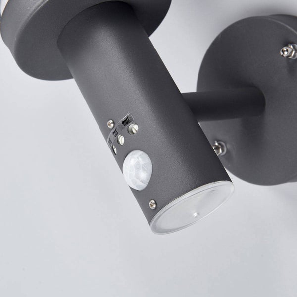 Lindby Edelstahl Wandlampe aussen mit Bewegungsmelder, Aussenwandleuchte spritzwassergeschützt IP44 1x E27 max. 60W ohne Leuchtmittel