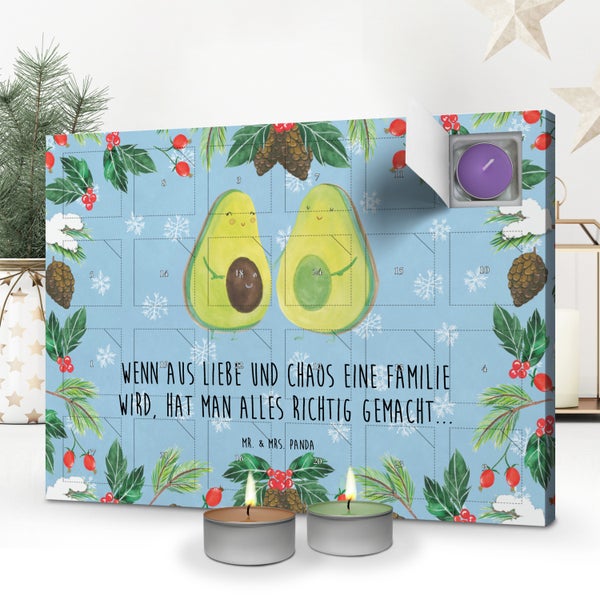 Mr. & Mrs. Panda Duftkerzen Adventskalender Avocado Pärchen - Blau Pastell