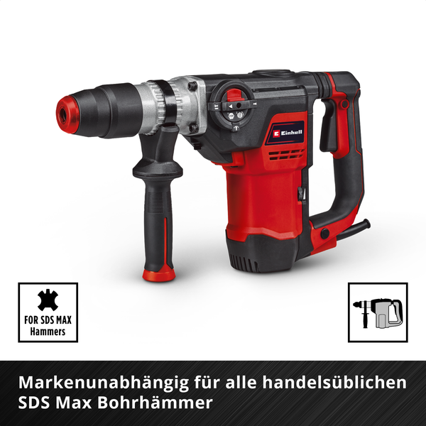 Original Einhell 3-tlg. SDS Max Meißel-Set, 400 mm (mit Spitzmeißel, 20 mm breitem Flachmeißel, und 40 mm breitem Spatmeißel aus langlebigem 40Cr Stahl für Abbruch- und Renovierungsarbeiten)