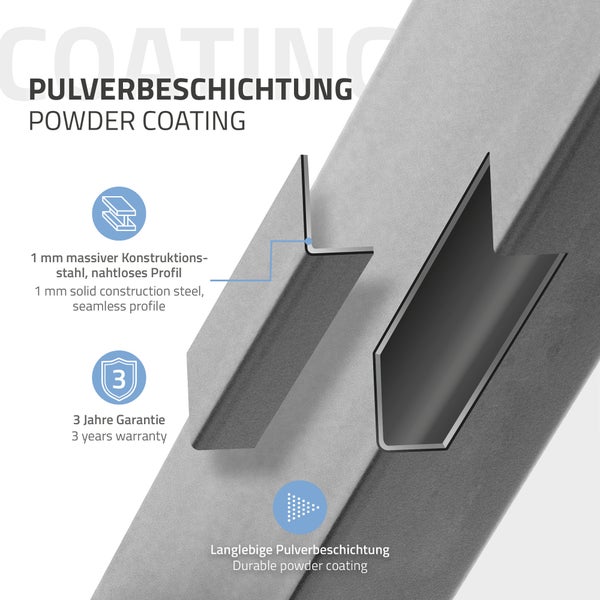 ECD Germany 2er Set Tischbeine 40x43 cm, Grau, Stahl pulverbeschichtet, Industriedesign, Vierkantprofil, Metall Tischkufen, Tischuntergestell Tischgestell Möbelfüße Bankkufen Bankgestell Bankbeine
