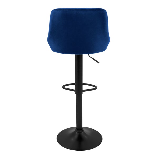 ML-Design Barhocker 4er Set, Bezug aus Samt, Blau, Gepolsterter Barstuhl mit Rückenlehne und Fußstütze, Tresenhocker höhenverstellbar 62-82 cm, 360° drehbar, Bistrohocker Hocker Drehstuhl Barstühle
