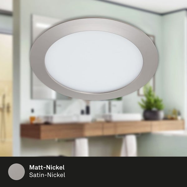 LED Einbauleuchte 1xLED 12W 4000K 1200lm silber Kunststoff Ø17cm Briloner