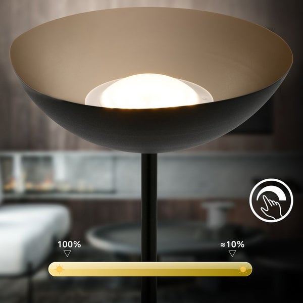 Briloner Estate LED Stehlampe kabellos, Dimmbar, Touch, USB-C Aufladung, Kabellos, Schwarz, 170 x Ø25 cm