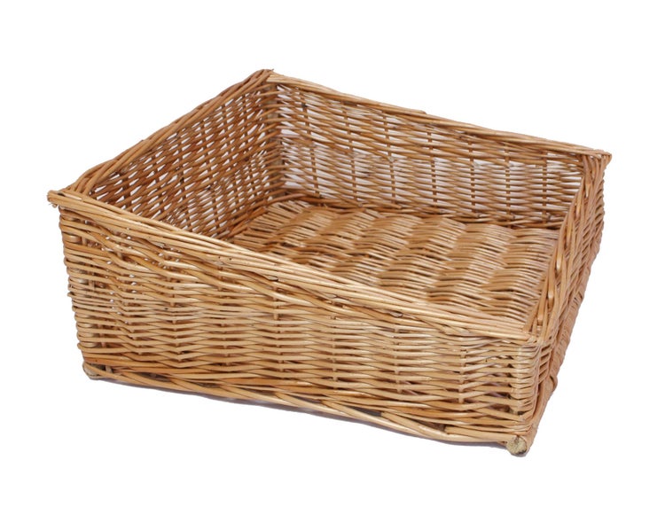 FRANK FLECHTWAREN | Regalkorb Natur, WEIDE, Breite 50 cm, Tiefe 50 cm, vordere Höhe 13 cm, hintere Höhe 22 cm