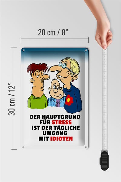 Blechschild Spruch 20x30cm Hauptgrund für Stress