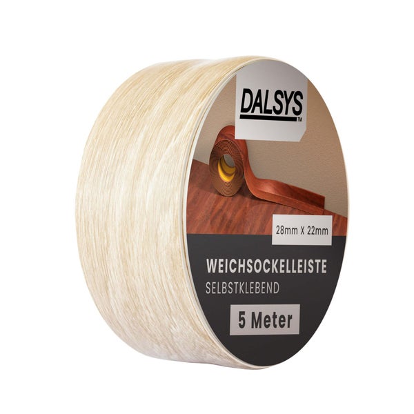 Dalsys Weichsockelleiste selbstklebend 28 mal 22 Millimeter 5 Meter Holzoptik