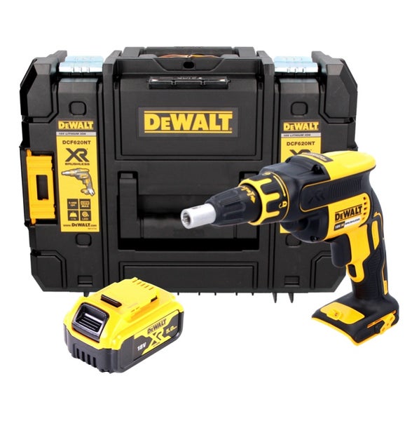 DeWalt Akku Trockenbauschrauber DCF620NT mit bürstenlosem Motor, 18 Volt Lithium Ionen Akku und Transportkoffer.